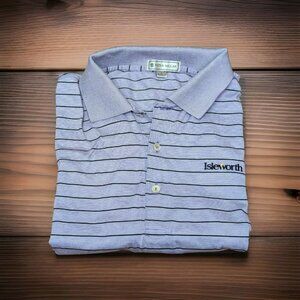 Peter Millar Men's Large Purple Striped Golf Polo Isleworth GC Course Logo Shirt